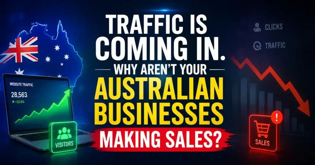 Traffic is coming in, but Australian businesses are struggling to convert website visitors into sales, highlighting the gap between website traffic and business growth.